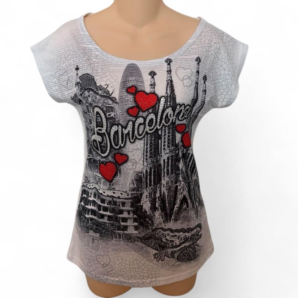 Unbranded Women's Grey and White T-shirt